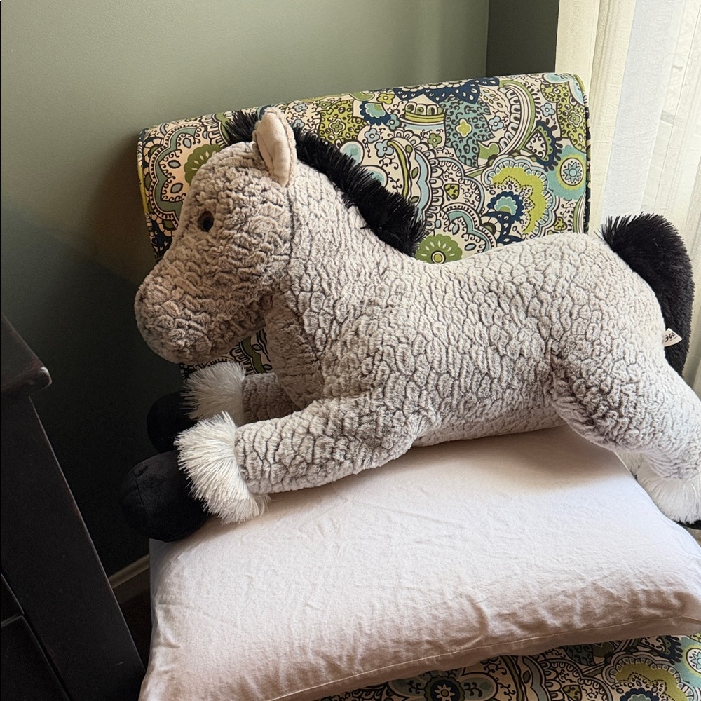 Plush Grey Stuffed Horse